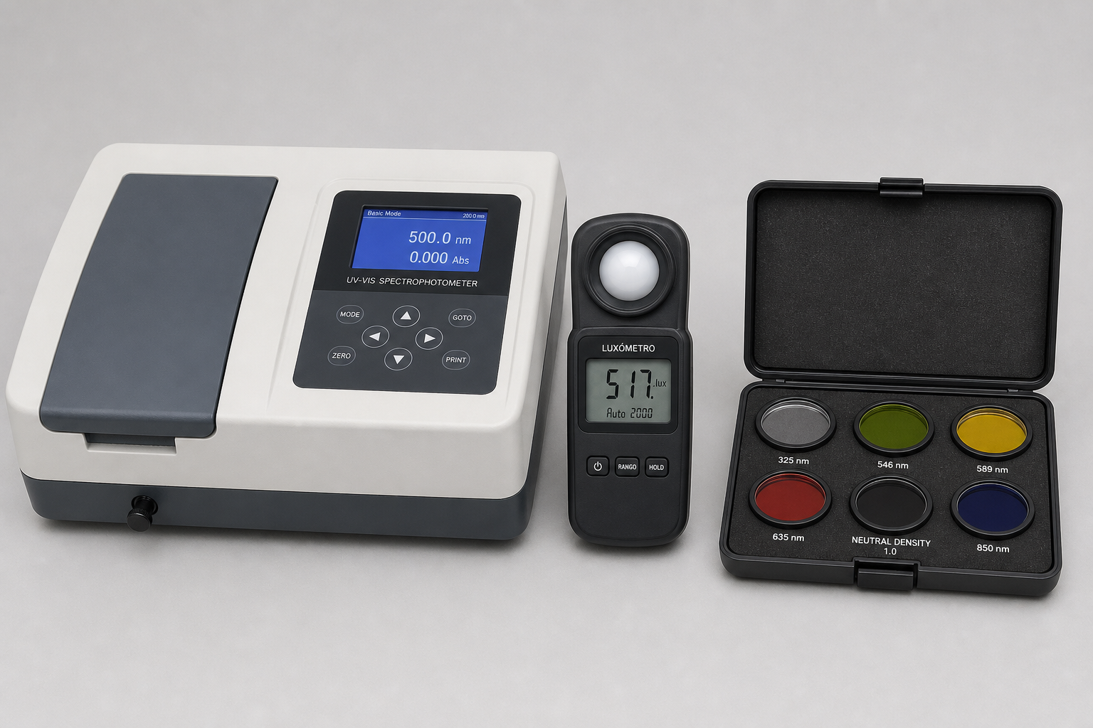 Espectrofotómetro UV-VIS y filtros de calibración óptica en Buenos Aires, Argentina